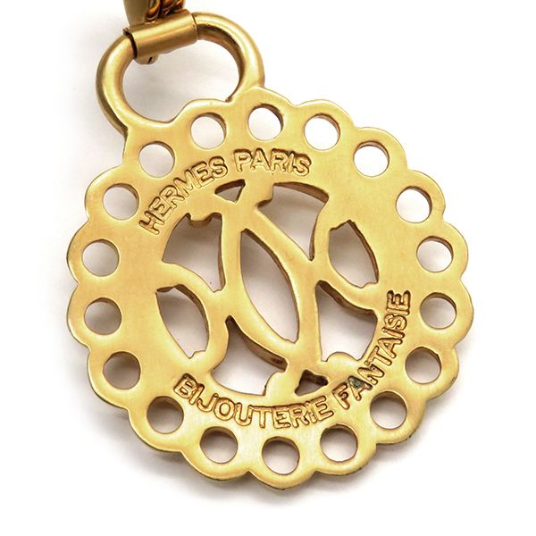 Hermes Bangle Circle Cutout GP Yellow Gold Charm Bracelet Metal Round [case