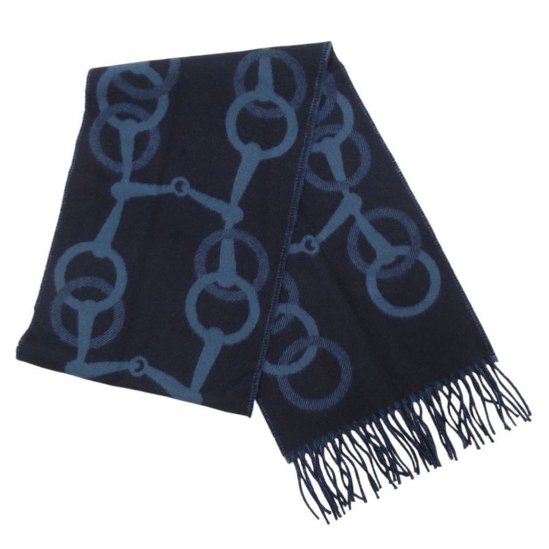 Hermes Eny Moll Cashmere Marlin Blue Tulcan Scarf 1205 Hermes