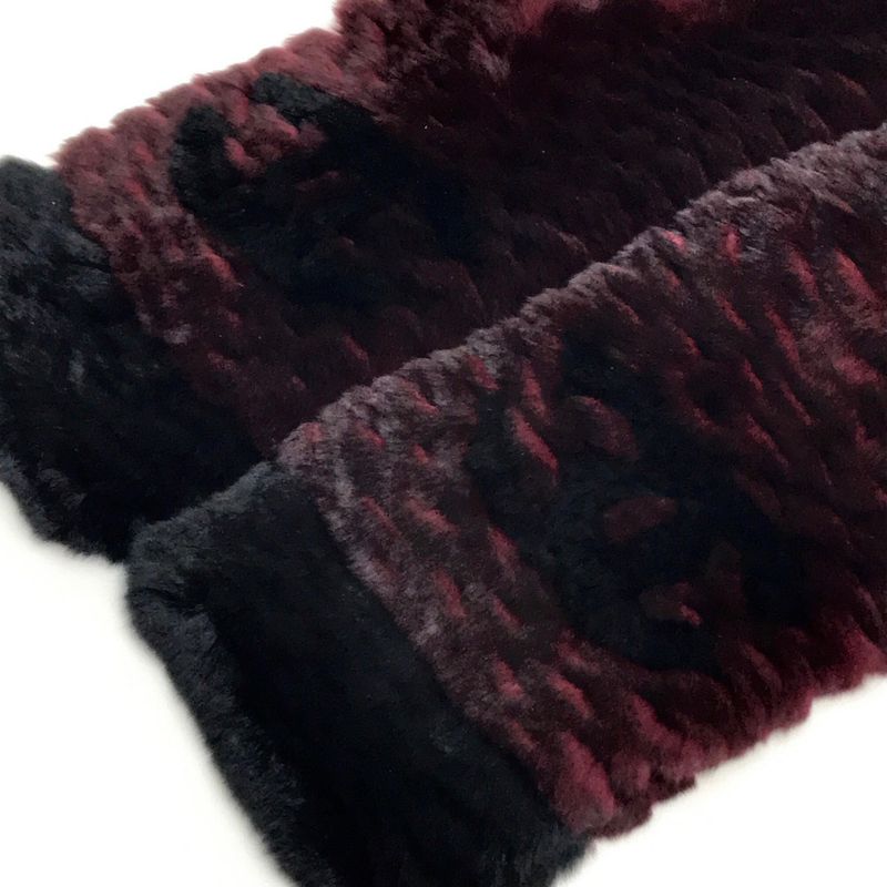 Chanel CC Coco Mark Fur Scarf Red Bordeaux Like
