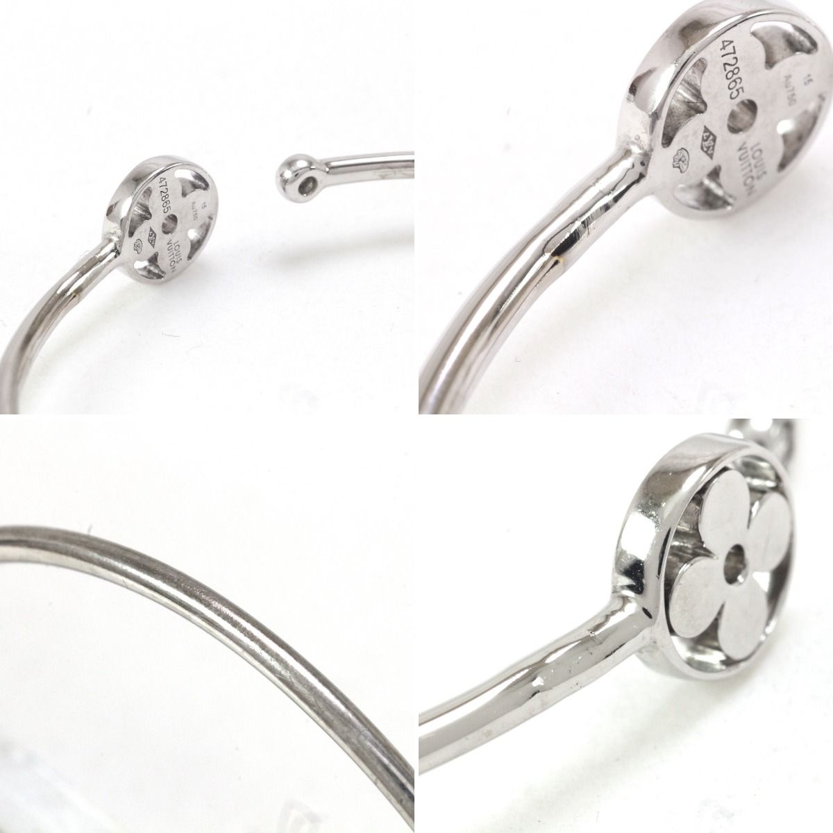 Louis Vuitton Bracelet Twist Blossom White Togo Old X Diamond Size S (15cm