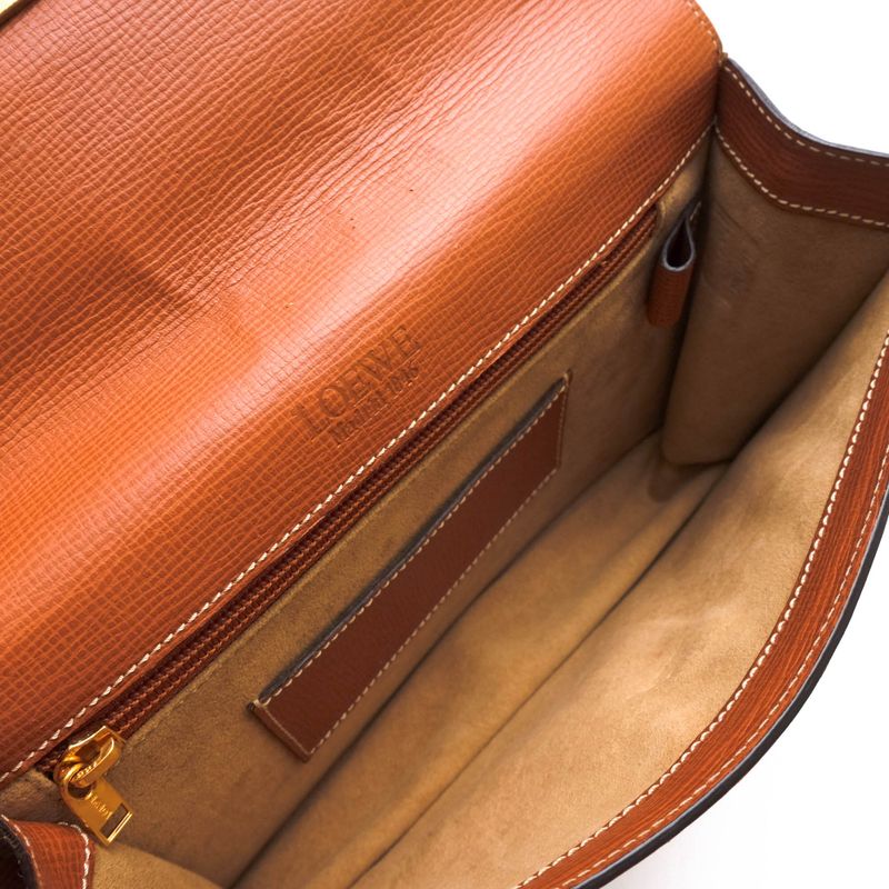 Loewe Bag Second Bag Clutch Bag Men Leather Genuine Leather Brown Shredded
