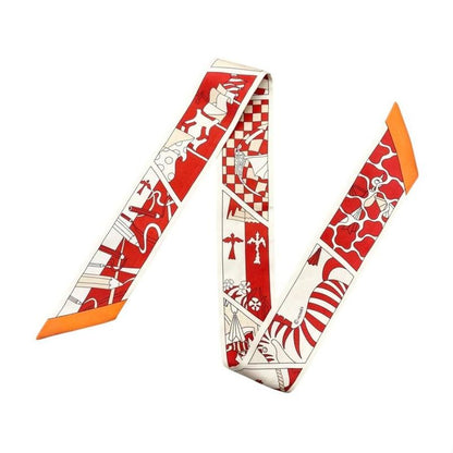 Hermes Silk Scarf Twillie Factory Suite H063975s 14 Rouge Blanc Blue Red Beige