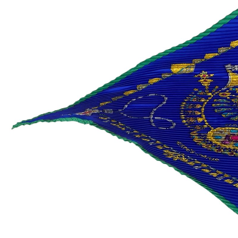 Hermes Silk Scarf Pleated Desert Accessories Blue