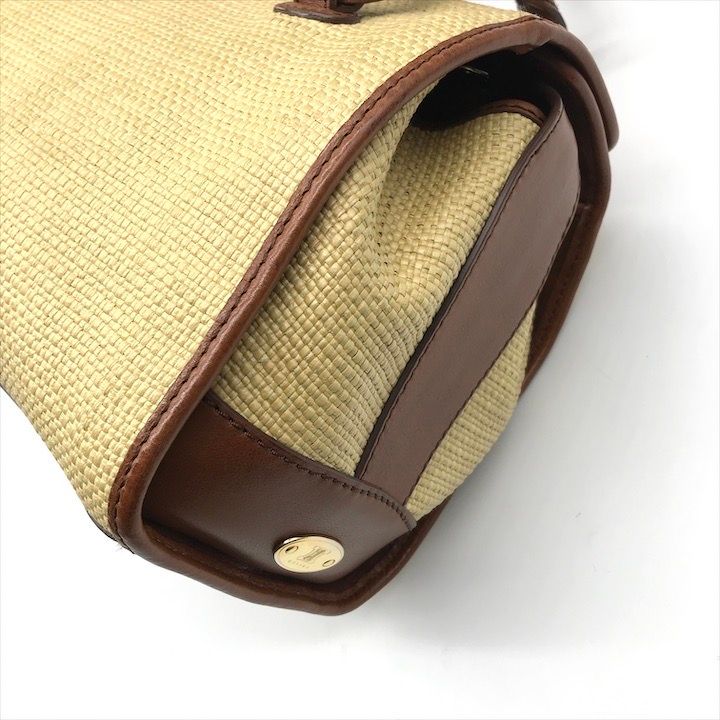 Celine Raffia Straw Hand Boston Bag Beige