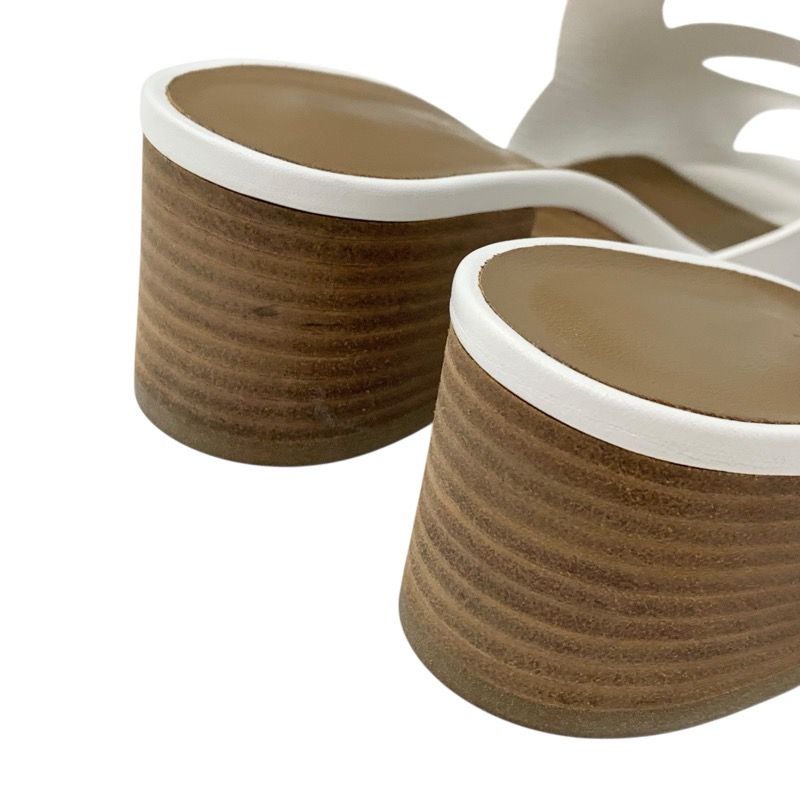 Hermes Mona Sandals Shoes Leather White Mules