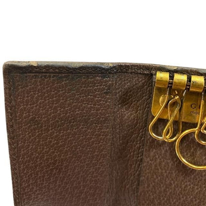 Gucci 603732 GG Supreme 6-stack Key Case Key Hook Canvas Leather Brown