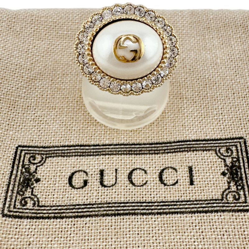 Gucci GG S Size Chain Effect Ring Flower Ring Gucci Gold