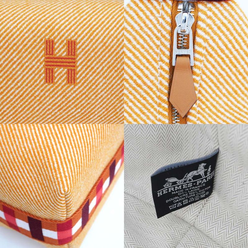 Hermes Brid A Black PM Au-carre Handbag Pouch Faube Orange Ladies Unused