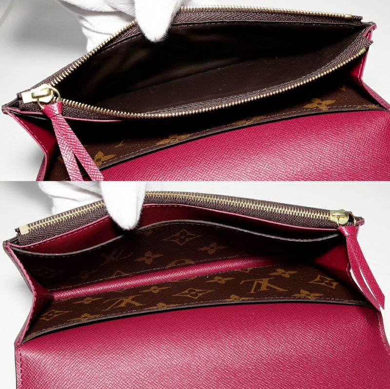Louis Vuitton Zipper Long Wallet With Change Pocket Monogram Fuchsia Portefeuill