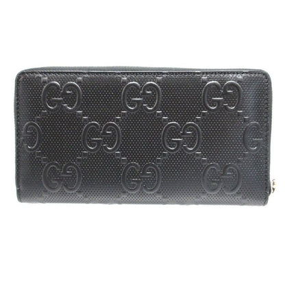 Gucci 625558 Double G GG Embossed Black Round Zipper Long Wallet 1632 Gucci