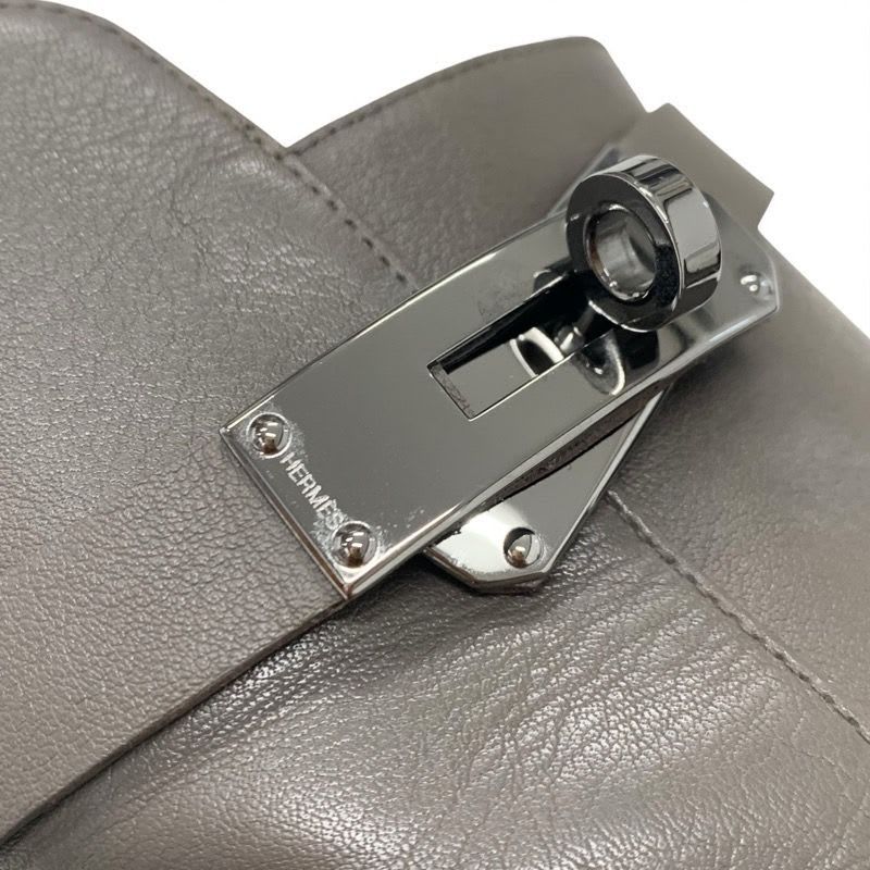 Hermes Boots Short Shoes Leather Grey Silver Kelly Hardware