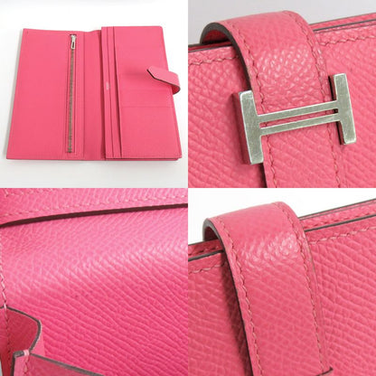 Hermes Bearn Soufflé Rose Azare Vaux-epson Silver-hardware D Engraved