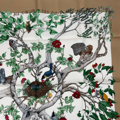 Hermes Carre 90 AU Coeur DES BOIS In The Woods Scarf Silk Blawan