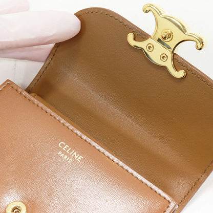 Celine Triomphe Small Flap Wallet With Coin Purse Shiny Calfskin Bronze Gold