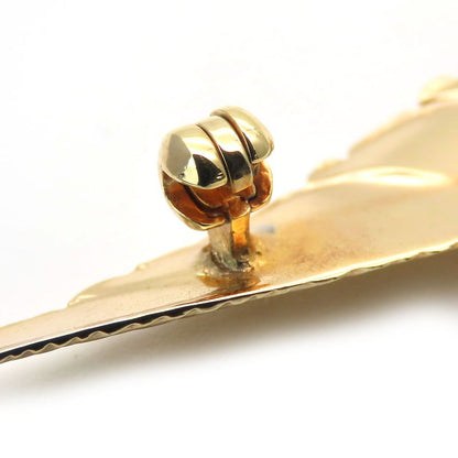 Christian Dior Brooch Metal Gold Feather Motif Plated Accessories For Women