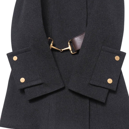 Gucci Coat Size 38 Cashmere Blend Belted Stand Collar Stainless Steel Middle