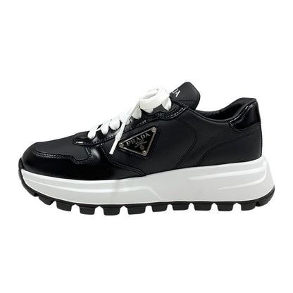 Prada Sneakers Shoes Leather Black White Black Unused Triangle Logo
