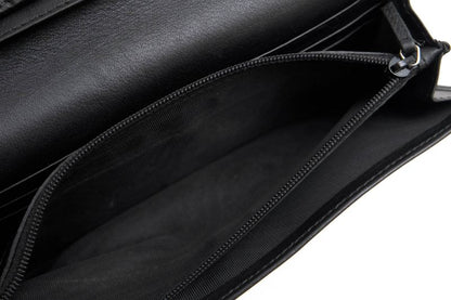 Gucci Long Wallet Women Leather Genuine Black 256434 Mistral Ggshape Pressed