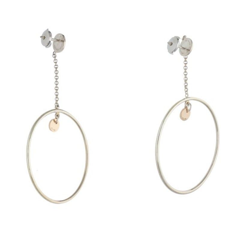 Hermes Exlibris Silver Hoop Earrings Men's