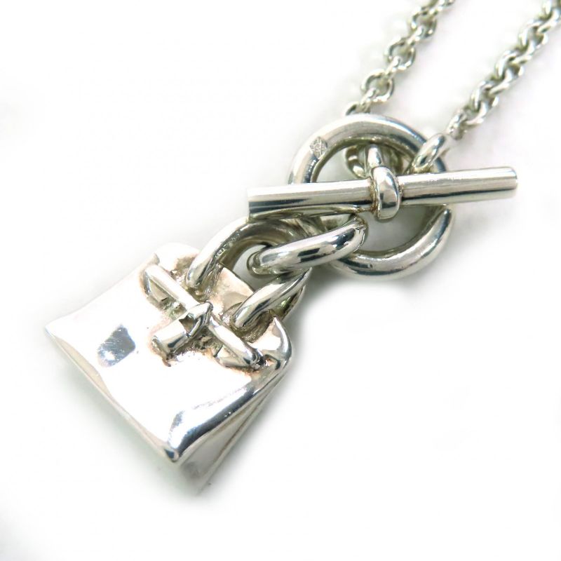Hermes Mini Birkin Amulet Ag925 Accessory Pendant Necklace Silver Weight 12.6g