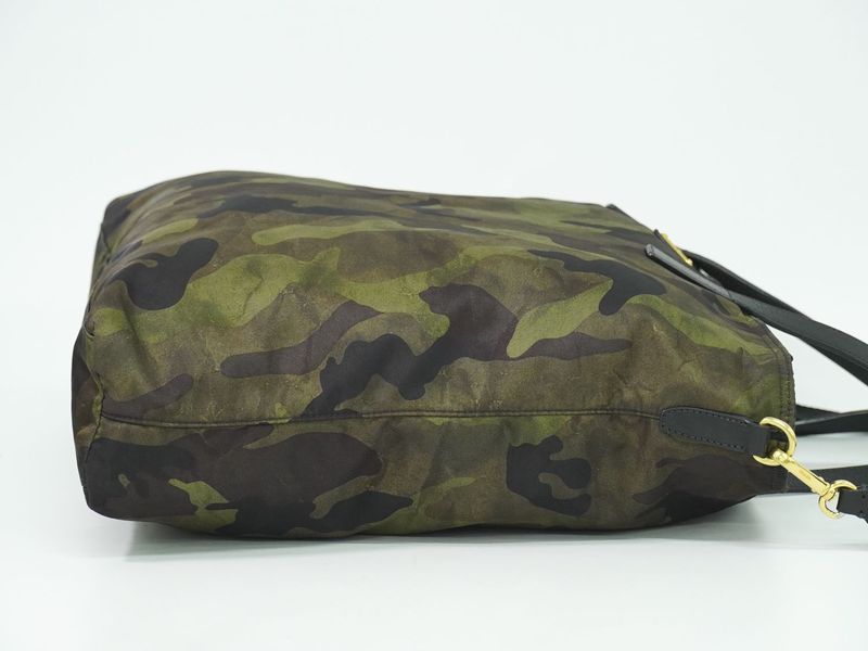 Authentic Prada Camouflage Pattern 2WAY Shoulder Bag Handbag Nylon Khaki Black