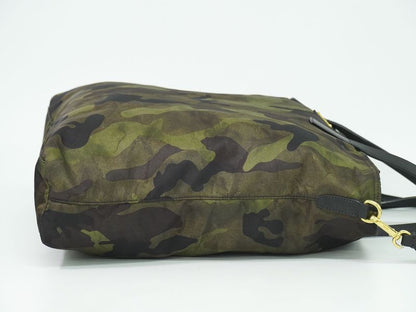 Authentic Prada Camouflage Pattern 2WAY Shoulder Bag Handbag Nylon Khaki Black