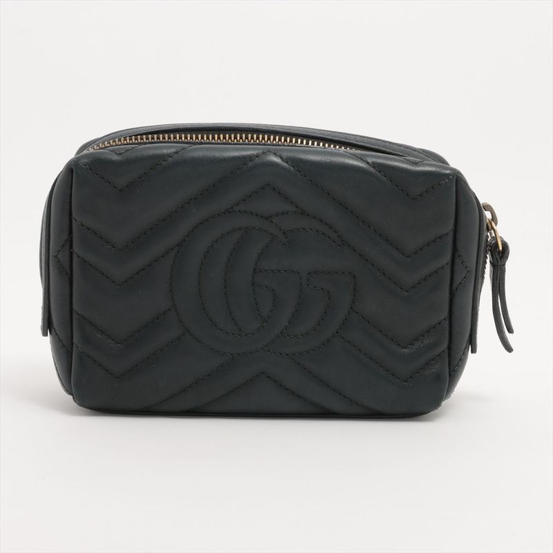 Gucci GG Marmont Heart Leather Pouch Black