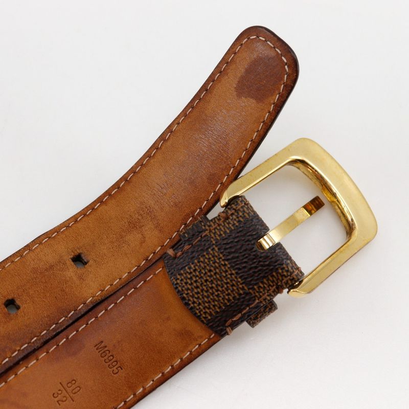 Louis Vuitton Santure Ellipse M6995 Damier Canvas Brown Ca1101 Men's Belt