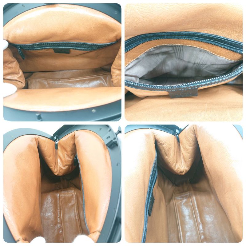 Gucci Bamboo Clasp Handbag Black Leather