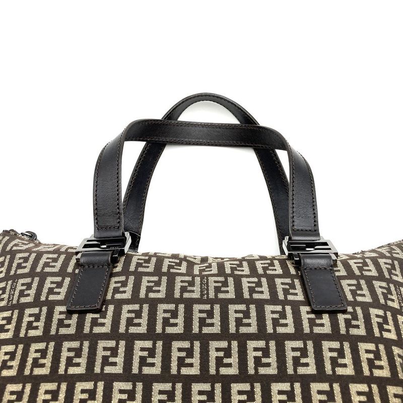 Fendi Zucchino Handbag Tote Bag Canvas Brown Women Men