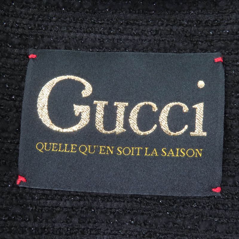 Gucci 643287 Wool Design Button Double Breasted Tweed Jacket Black 40 Made In