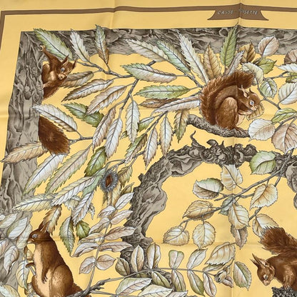 Hermes Carre 90 Casse Noisette Nutcracker Squirrel Pattern Nuts Scarf Silk