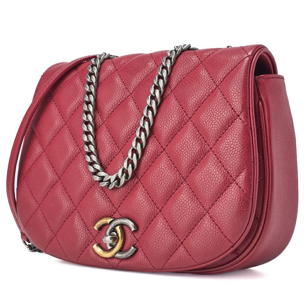 Chanel Shoulder Bag Tote Bag Matelasse Full Flap Chain Shoulder Caviar Skin Red