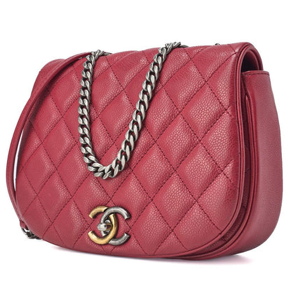 Chanel Shoulder Bag Tote Bag Matelasse Full Flap Chain Shoulder Caviar Skin Red