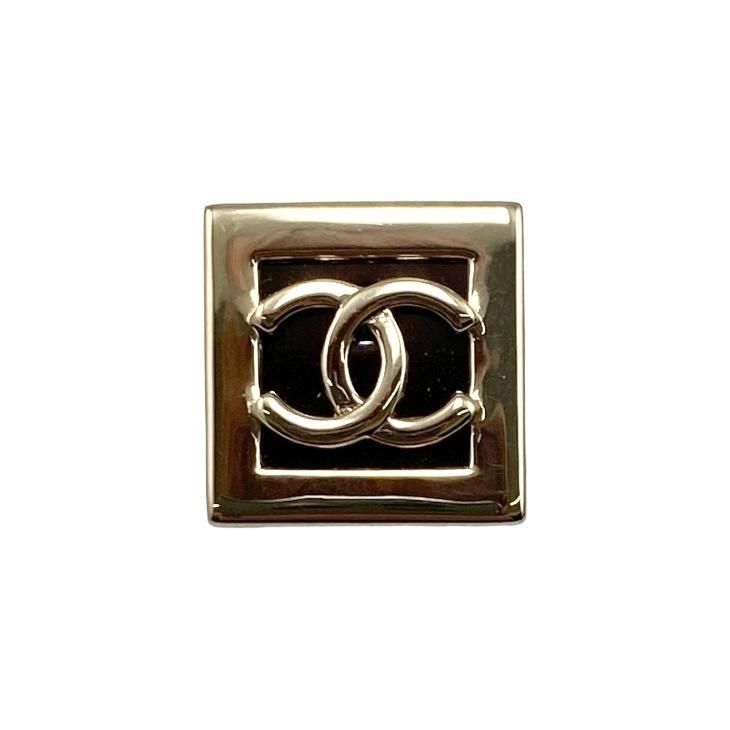 Chanel Earring Square Shape Coco Mark Gold Black Chanel