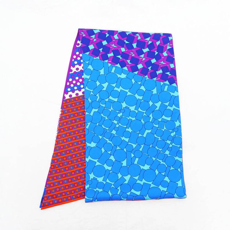 Hermes Maxi Twili Exlibris Purple Blue Orange Purple Silk Scarf