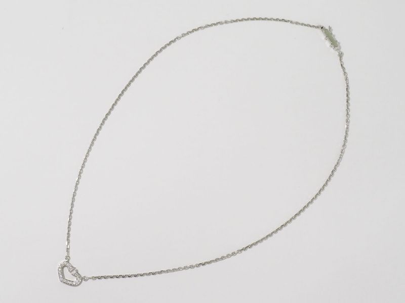 Authentic Cartier C Heart Diamond 750 WG Necklace Pendant White Gold Heart
