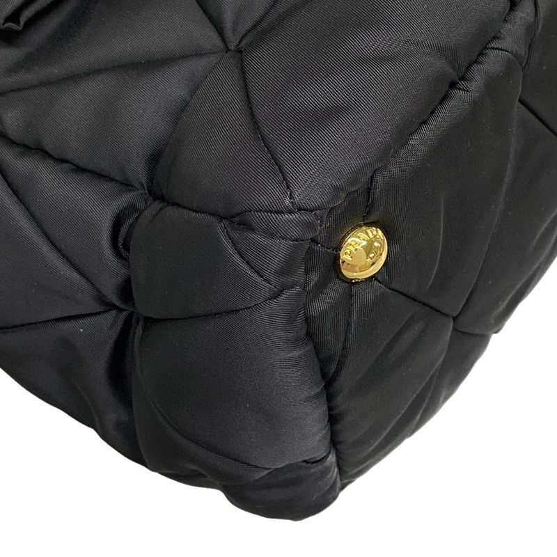 Prada Tote Bag New Tessuto Bomber 1bg005 Black Leather