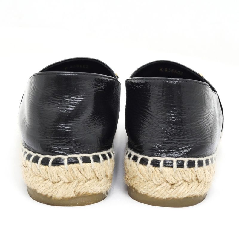 Chanel Espadrilles G35602 Coco Mark Bijoux Black Patent Leather 20C 37
