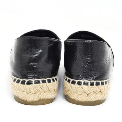 Chanel Espadrilles G35602 Coco Mark Bijoux Black Patent Leather 20C 37