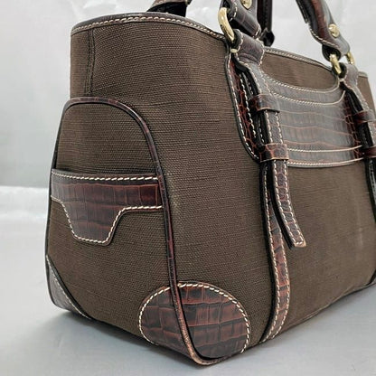 Celine Handbag Boogie Bag Brown Excellent Condition Leather Jacquard