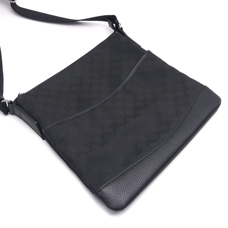 Gucci Shoulder Bag 374414 GG Canvas And Leather Black