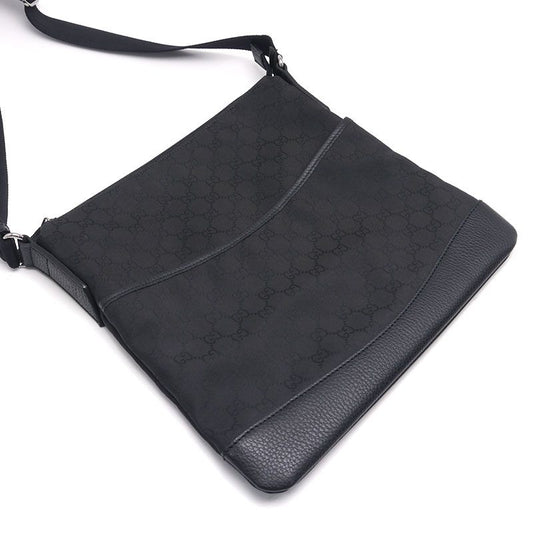 Gucci Shoulder Bag 374414 GG Canvas And Leather Black