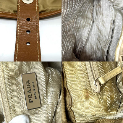 Prada Backpack Sac Logo Plate Nylon Brown