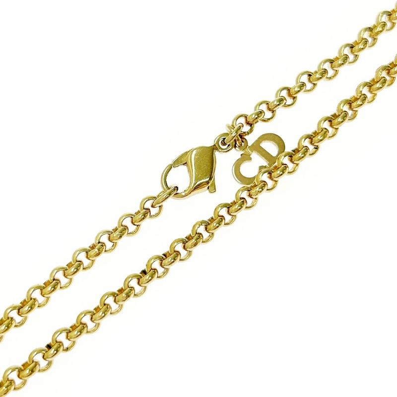 Christian Dior GP Rhinestone Dior Logo Necklace Women's Gold 363891 Necklace