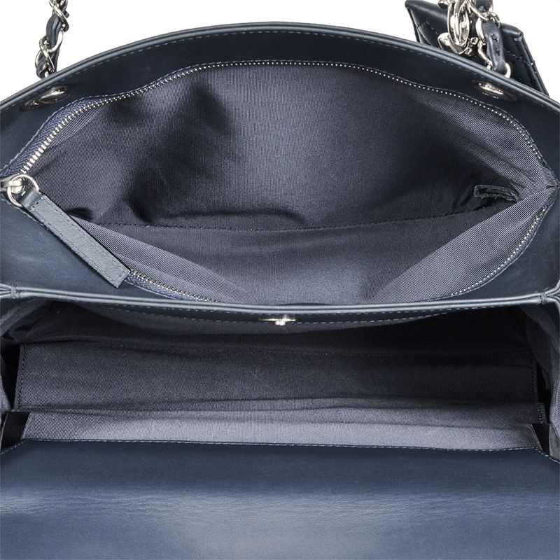 Chanel Matelasse Chain Tote Leather Navy Silver Hardware Coco Charm