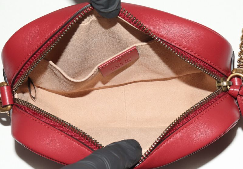 Gucci Chain Shoulder Bag GG Marmont Quilted Mini Bag Calf Red 448065 Dtd1t 6433