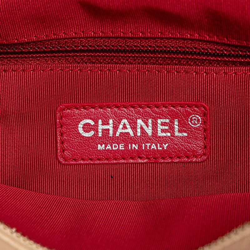 Chanel Gabrielle Coco Mark Handbag Shoulder Bag 2WAY Beige Black Lambskin Women