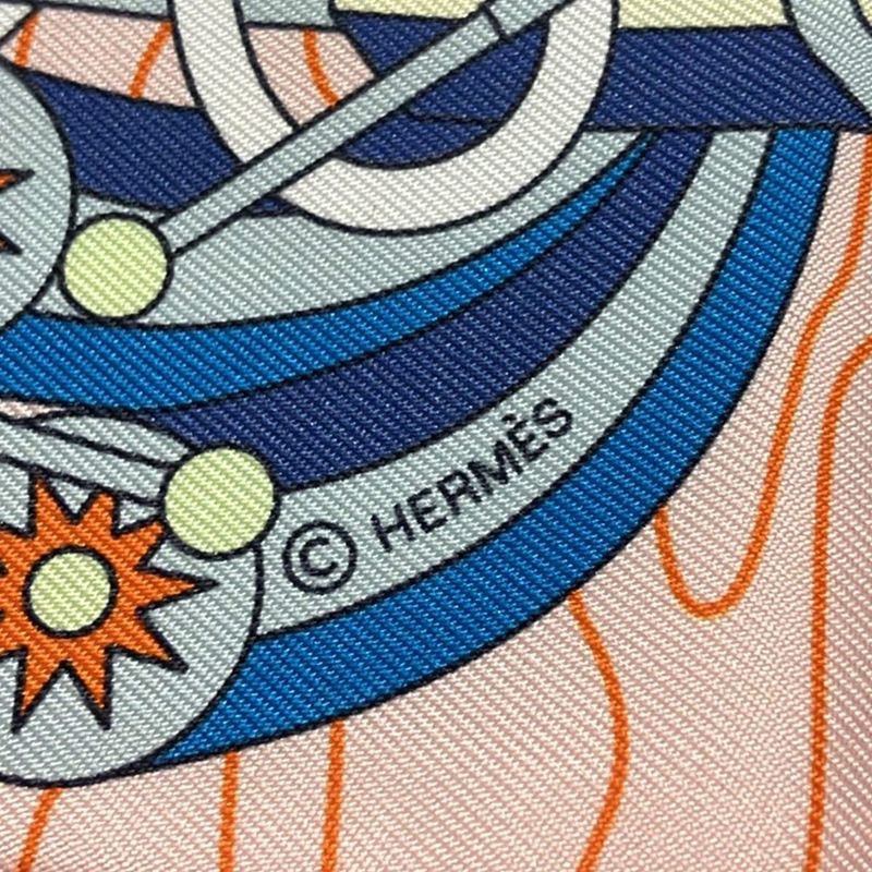 Hermes Scarf Twillie Light Pink×navy×multi Ribbon Scarf