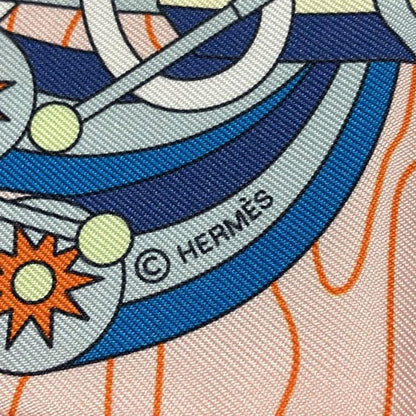 Hermes Scarf Twillie Light Pink×navy×multi Ribbon Scarf